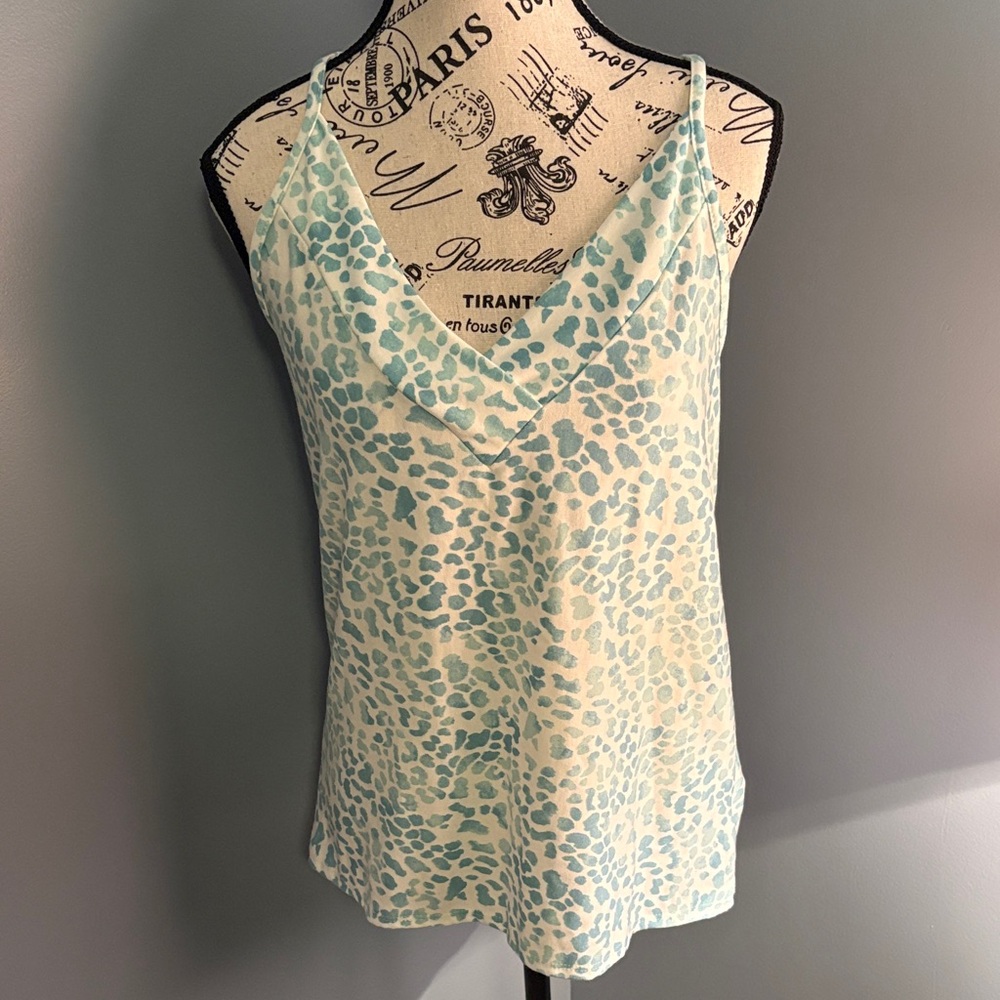 Twenty Second Cream and Blue Leopard Cami